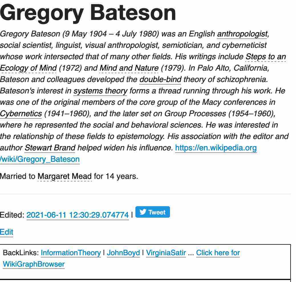 The saved page, with links and Backlinks